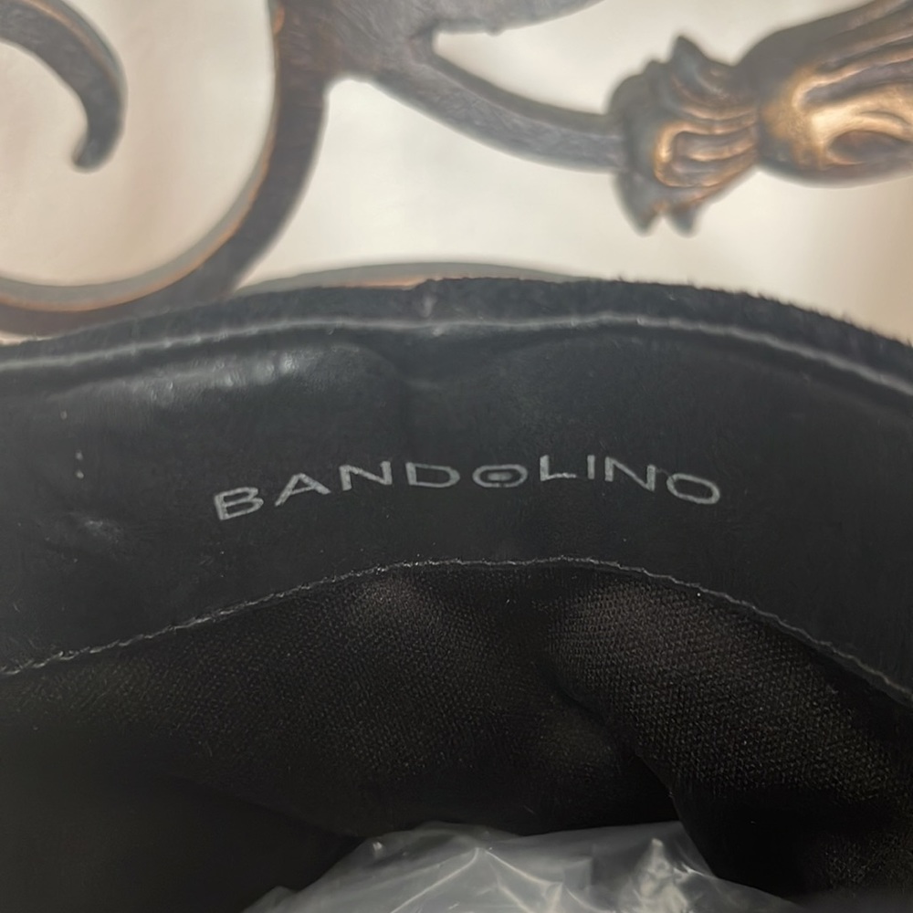 Bandolino Black suede wedge booties with zippers and buckle detail size 7M - Picture 6 of 6
